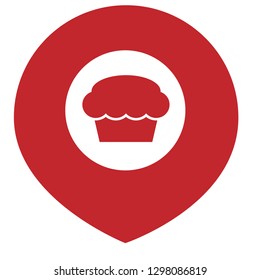 muffin icon and map pin.Designed for your web site design, logo, app, UI