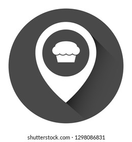 muffin icon and map pin.Designed for your web site design, logo, app, UI