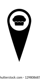 muffin icon and map pin.Designed for your web site design, logo, app, UI