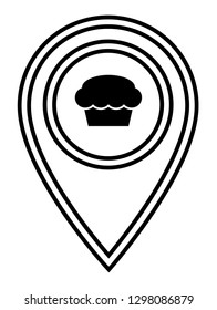 muffin icon and map pin.Designed for your web site design, logo, app, UI