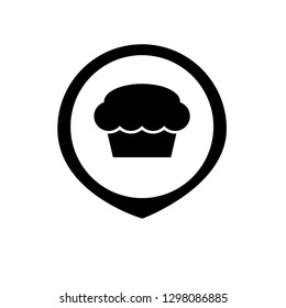 muffin icon and map pin.Designed for your web site design, logo, app, UI