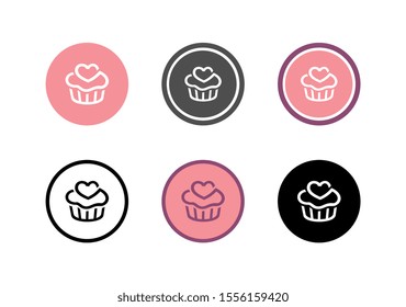 Muffin icon set, collection of cup cake logo, circle symbol design - Vector
