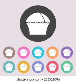 Muffin icon. Set of colored icons.