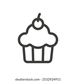 Icono de muffin Logotipo de Vector de contorno simple