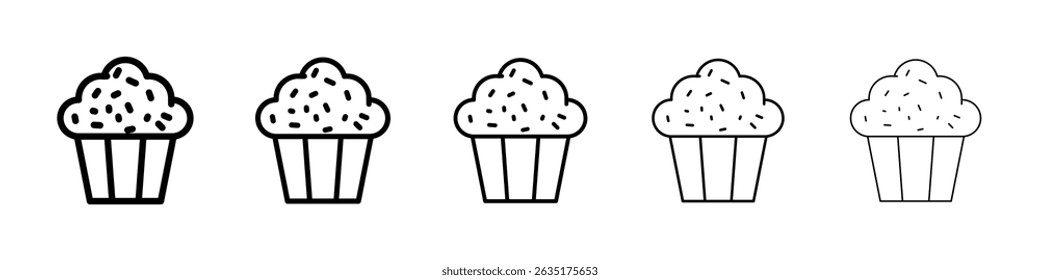 Ícone de muffin Símbolo simples de linha fina plana