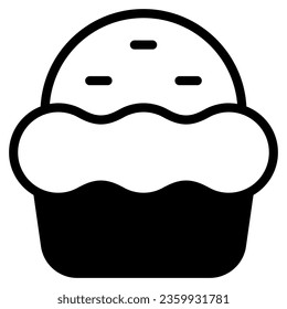 icono de muffin con base de estilo de línea sólida. Adecuado para el diseño de sitios web, logotipo, aplicación, ui y etc.