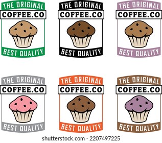 Muffin Icon with Text isolated on a White Background