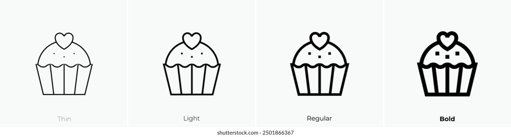 muffin icon. Thin, Light Regular And Bold style design isolated on white background