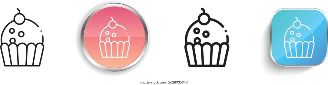 muffin icon. Thin Linear, Regular and Button Style Design Isolated On White Background