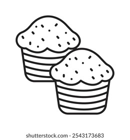 Muffin icon. thin stroke and solid.