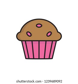 muffin icon vector design. bakery icon with fill outline style