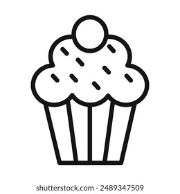 Muffin Icon Vector symbol or sign set collection in black and white outline