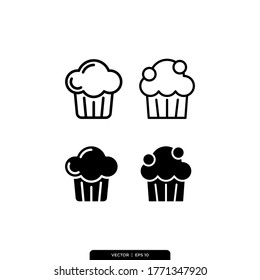 Plantilla de logotipo de Iconos Muffin Set Vector Illustration