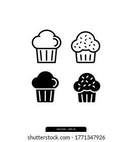 Plantilla de logotipo de Iconos Muffin Set Vector Illustration