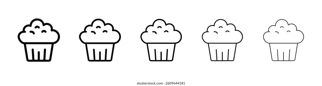Muffin icons vectors set in different stroke lines