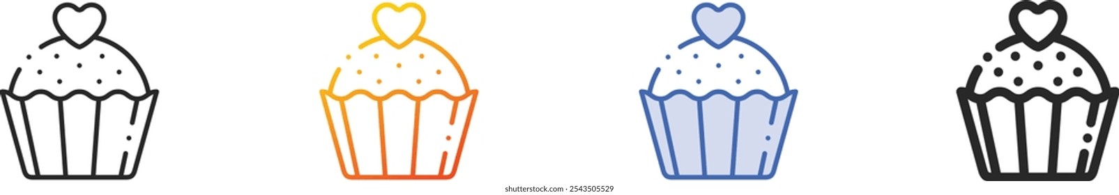 muffin icon.Thin Linear, Gradient, Blue Stroke and bold Style Design Isolated On White Background