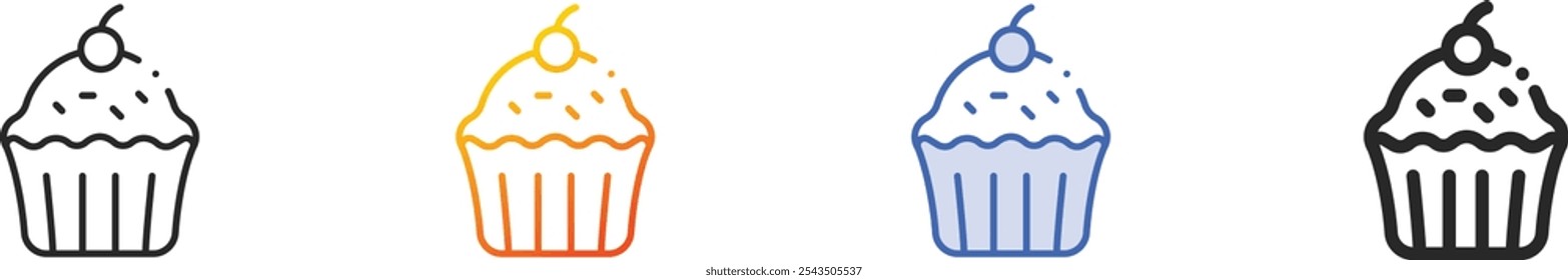 muffin icon.Thin Linear, Gradient, Blue Stroke and bold Style Design Isolated On White Background