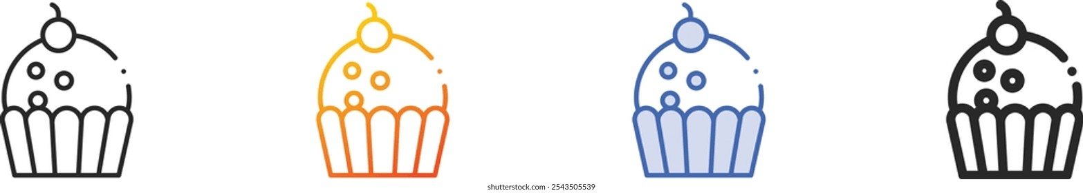 muffin icon.Thin Linear, Gradient, Blue Stroke and bold Style Design Isolated On White Background