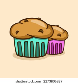 concepto de ilustración de muffin en estilo de caricatura