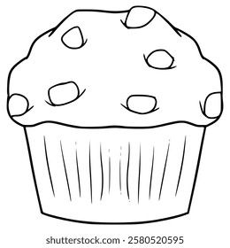 muffin illustration hand drawn outline vector