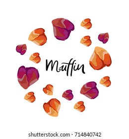 Muffin illustration for menu, cards, patterns, wallpaper. Muffin hand drawn  logo