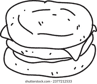 muffin illustration. outline vector food on transparent background. cute doodle breakfast. simple line of yummy food.