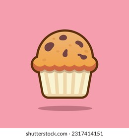 Muffin Illustration Vector Design, bakery Icon Suitable For Template, Poster, Social Media and Others.