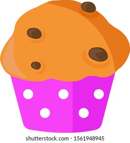 Muffin, illustration, vector on white background.