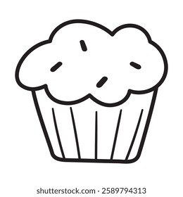 Muffin isolated icon Outline vector design. Food illustration.