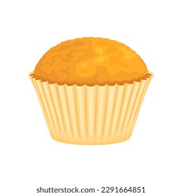 Muffin isolated on white background. Vector cartoon illustration of fresh sweet pastry