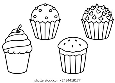 Dibujo de arte de línea de magdalenas obra de arte de postre minimalista