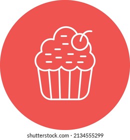 Muffin line circle icon vector image. Can also be used for web apps, mobile apps and print media.