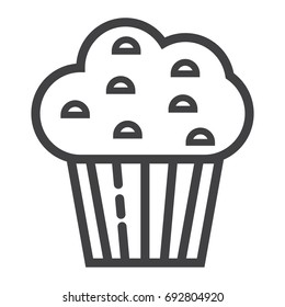Muffin line icon, food and drink, sweet sign vector graphics, a linear pattern on a white background, eps 10.