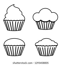 muffin line icon illustration vector, logo on white background