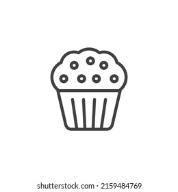 Symbol mit Muffin-Linie. lineares Stilzeichen für mobiles Konzept und Webdesign. Cupcake Kuchen Umriss Vektorsymbol. Symbol, Logo-Abbildung. Vektorgrafik