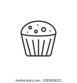 Muffin line icon. linear style sign for mobile concept and web design. Chocolate cake, cupcake outline vector icon. Symbol, logo illustration. Vector graphics