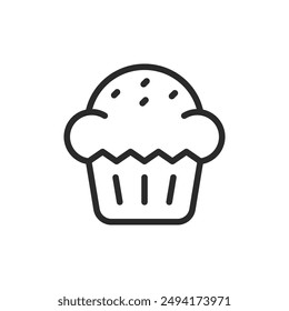 Muffin, linear style icon. baked goods and desserts. Editable stroke width