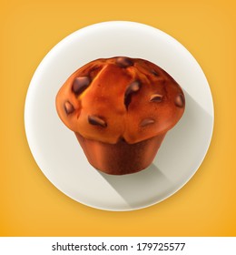 Muffin, long shadow vector icon