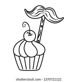 muffin with moustache black and white