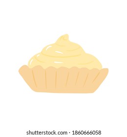 Muffin sobre fondo blanco. Productos de panadería de dibujos animados en ilustración vectorial de doodle estilo.