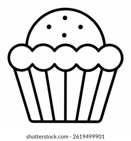 Icono de doodle de contorno de panecillo. Ilustración de boceto de Vector de muffin para impresión, Web, móvil e info aislados sobre fondo blanco
