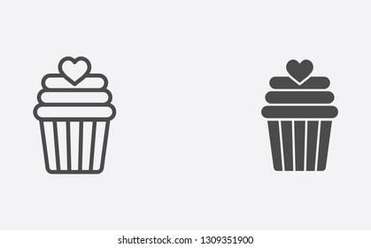 Muffin outline and filled vector icon sign symbol