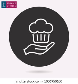 Muffin - outline icon. Editable stroke. Vector illustration