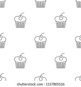 muffin outline icon vector, can be used for web and mobile design seamless pattern
