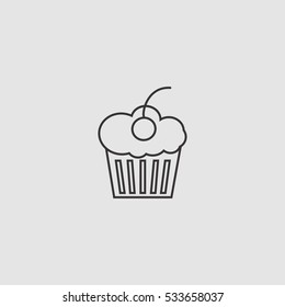 muffin outline icon vector, can be used for web and mobile design