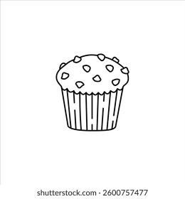 muffin outline illustration. bakery line illustration
