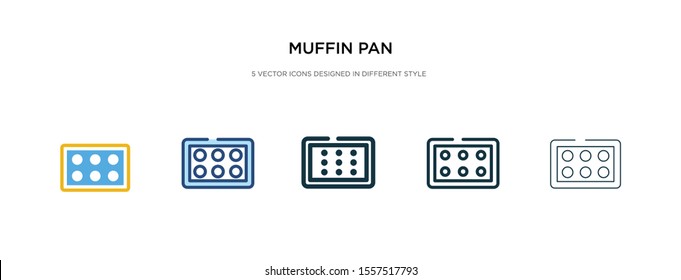 muffin pan icon in different style vector illustration. two colored and black muffin pan vector icons designed in filled, outline, line and stroke style can be used for web, mobile, ui