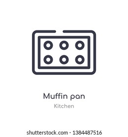 muffin pan outline icon. isolated line vector illustration from kitchen collection. editable thin stroke muffin pan icon on white background