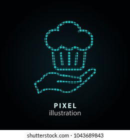 Muffin - pixel icon. Vector Illustration. Design logo element. Isolated on black background. It is easy to change to any color.