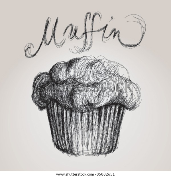 Muffin Realistic Sketch Cupcake Stock Vector (Royalty Free) 85882651